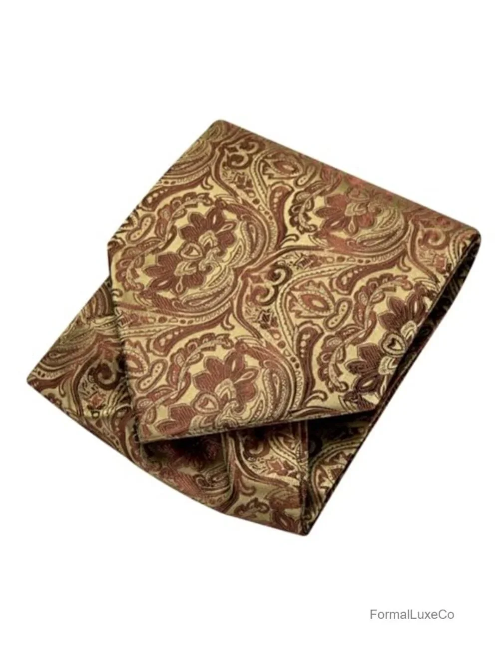Silk Ascot Tie Set with Pocket Square Cufflinks and Lapel Pin for Wedding